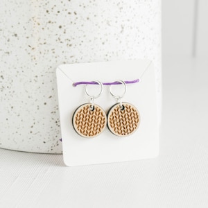 Set of 2 Stitch Markers, Knit Stitch, Knit pattern, Laser Engraved Wood Stitch Markers