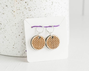Set of 2 Stitch Markers, Knit Stitch, Knit pattern, Laser Engraved Wood Stitch Markers