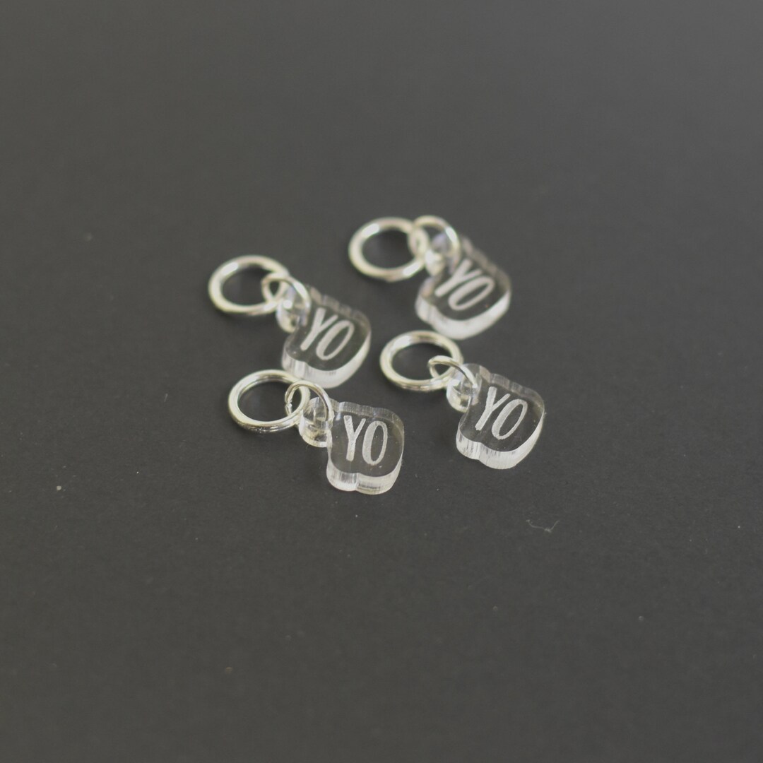Set of 4 Stitch Markers YO Laser Engraved Acrylic Stitch Etsy
