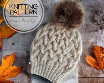 The MEREDITH Beanie Hat Knitting Pattern | PDF Hat Knitting Pattern | Worsted weight yarn | Knit Hat Pattern | Hand Knit | Knitting Pattern