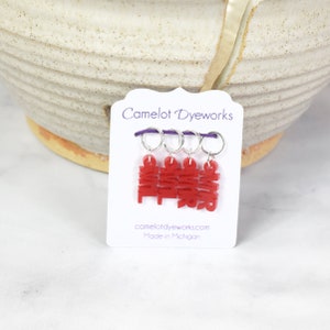 Set of 4 Stitch Markers, M1L and M1R, Laser Engraved Acrylic Stitch Markers, Increase Stitch Markers - Red