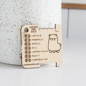 Herramienta para medir vueltas por pulgada, calibre de hilo, regla e instrucciones de tejido, accesorios de madera para tejer, herramientas de hilado, regalos para tejedores