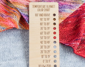 Temperature Blanket Color Chart, Reusable Wood Card, Crochet Blanket Color Chart, Crochet Accessories, Knitting Accessories, Color Card