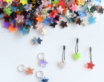 Star Acrylic Stitch Marker Mystery Grab Bag - Set of 6 Star Stitch Markers, Acrylic Stitch Markers, Small Stitch Markers, Mystery Package