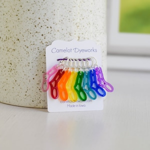 Set of 8 Stitch Markers, Rainbow Mini Sock Blockers, Laser Engraved Acrylic Stitch Markers, Rainbow Acrylic Stitch Markers
