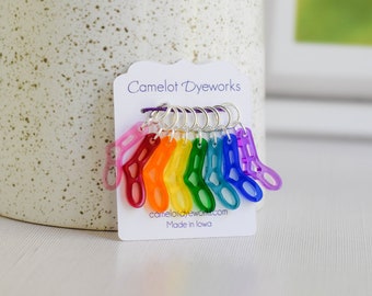 Set of 8 Stitch Markers, Rainbow Mini Sock Blockers, Laser Engraved Acrylic Stitch Markers, Rainbow Acrylic Stitch Markers