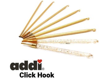addi Click Aluminum and Plastic Crochet Hook Tips, Interchangeable Tips, Tunisian Hook