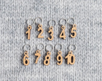 Set of 10 Stitch Markers - 1-10  Outlines - Cast On Counting Numbers, Row Counter Stitch Markers, Counting Stitch Markers
