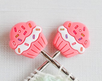 Topes de silicona para cupcakes (juego de 2) - Protectores de puntadas para agujas de tejer, sujetapuntas y topes de aguja