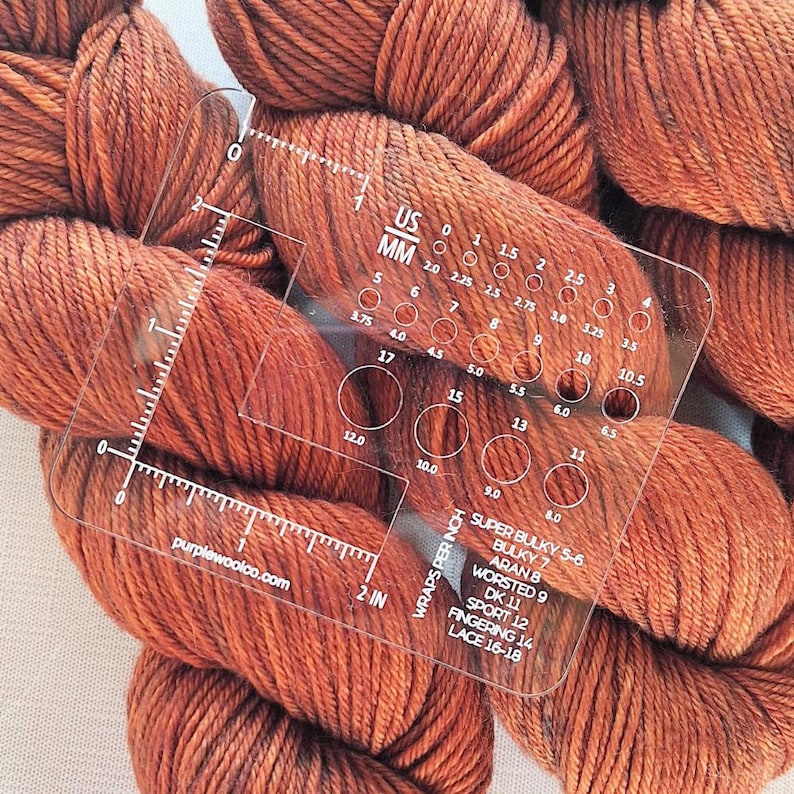 Knitter's Multi-gauge Tool, Wraps per Inch Gauge, Swatch Gauge, US and ...