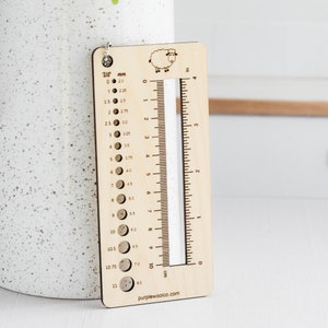 Knitting Swatch Gauge, Needle Gauge, Wood Knitting Accessories, Knitting Tools, Gifts for Knitters, Eco-Friendly Knitting - Sheep