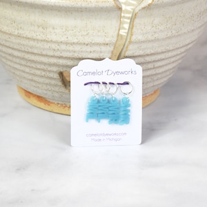 Set of 4 Stitch Markers, M1L and M1R, Laser Engraved Acrylic Stitch Markers, Inecrease Stitch Markers - Aqua