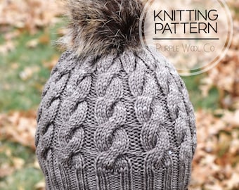 The CRISTINA Beanie Hat Knitting Pattern | PDF Hat Knitting Pattern | Worsted weight yarn | Knit Hat Pattern | Cabled Hat Knitting Pattern