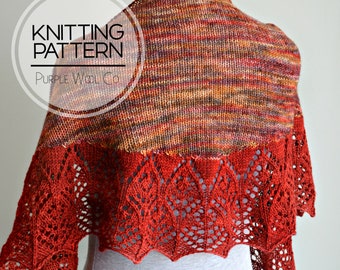 CATCHING FIRE Shawl Knitting Pattern | PDF Shawl Knitting Pattern | Sport weight yarn | Lace Shawl Pattern | Hand Knit | Knitting Pattern