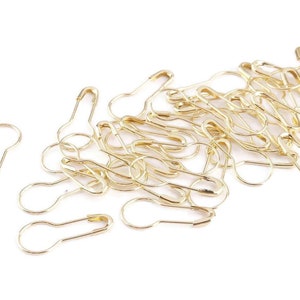 Gold Bulb Safety Pin Stitch Markers, Tarnish Resistant Brass Bulb Safety Pin, Locking Stitch Markers