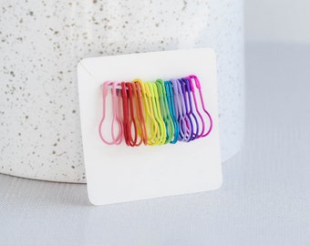 RAINBOW Bulb Pin Stitch Markers, Progress Keepers for Knitting / Crochet - Locking Stitch Markers