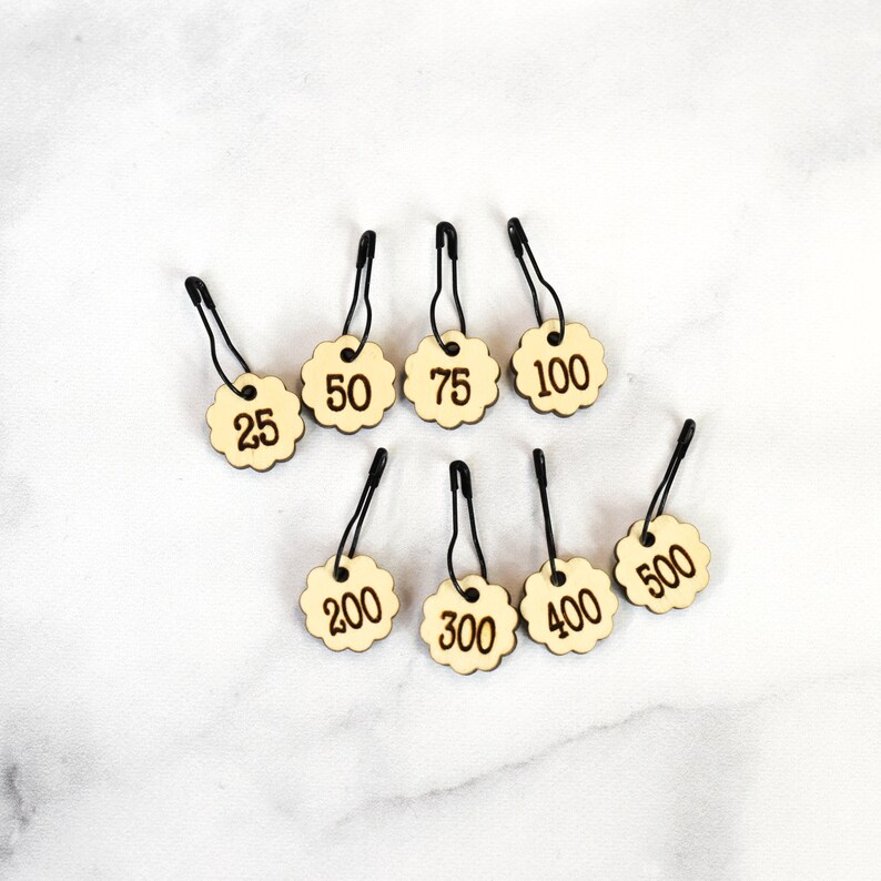 Counting Stitch Markers Set of 8 Removable Stitch Markers Birch Cast On Counting Numbers Laser Engraved Wood Stitch Markers