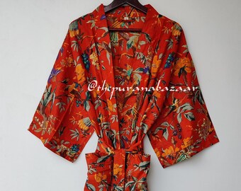 100% Cotton kimono Robes, Pure cotton Kimono, Block Print Cotton Kimono, Festival Clothing, Kimono Kaftan, Oriental Robe, Women's robes # 05
