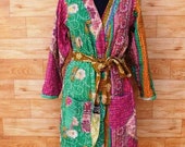 Vintage Kantha Jacket Ethnic Coat Gypsy Tribal LONG Jacket Kimono Retro Piece Unique Robe Vintage Cotton Reversible Kantha Stitch GJ123