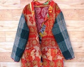 Women 39 s Kantha Jacket,Unique Reversible, Boho Wear, Kantha Coat, Handmade, Vintage Coat, Hand Quilted Jacket, Festival Fashion,Medium GJ203