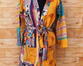 Women 39 s Kantha Jacket,Unique Reversible, Boho Wear, Kantha Coat, Handmade, Vintage Coat, Hand Quilted Jacket, Festival Fashion,Medium GJ121