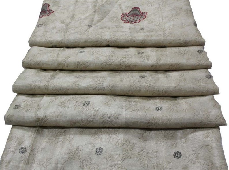 Vintage Indian Traditional Sari Clothing Art Deco Recycled Saree Art Silk Printed Fabric Women Wrap Floral Sari 5 Yrd Fabric FREE SHIPPING