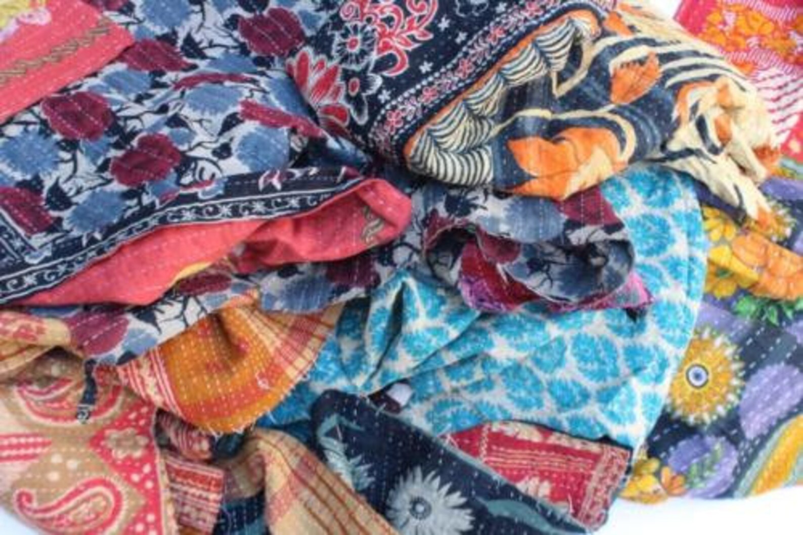 Vintage Kantha Scrap Fabric Material Kantha Fat Quarter Bundle Etsy