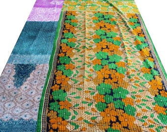 BOHO TWIN KANTHA quilt bedspread bed cover / bohemian bedding rustic home decor / gypsy throw picnic rug / coverlet home decor kantha