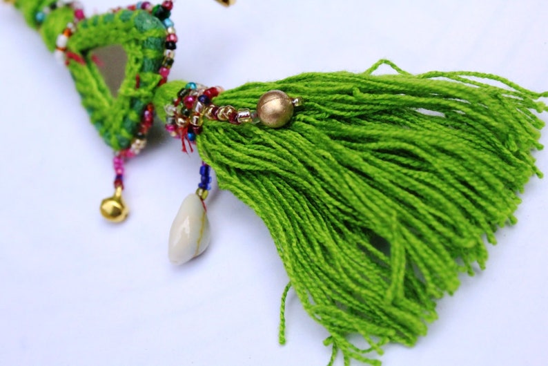banjara home decor Yellow tassel gypsy tassel gypsy decor keychains belly dance A set of 10 pieces of Camel tassel gypsy jewerly