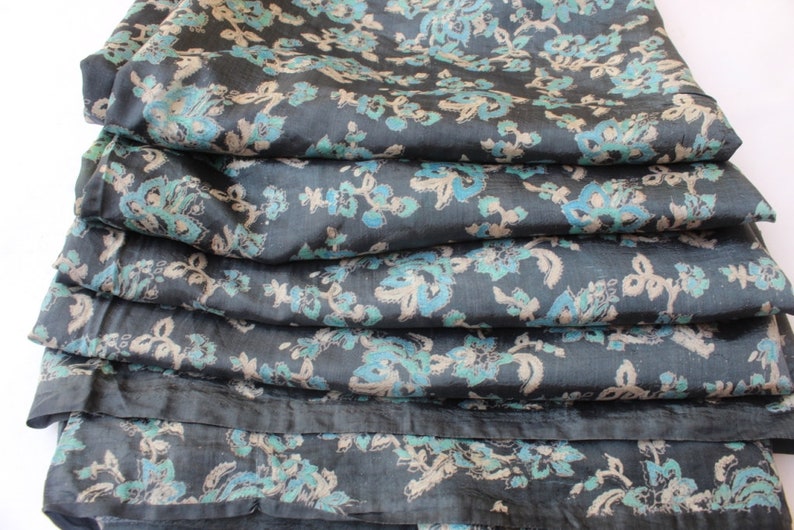 Vintage Indian Traditional Sari Clothing Art Deco Recycled Saree Art Silk Printed Fabric Women Wrap Floral Sari 5 Yrd Fabric FREE SHIPPING