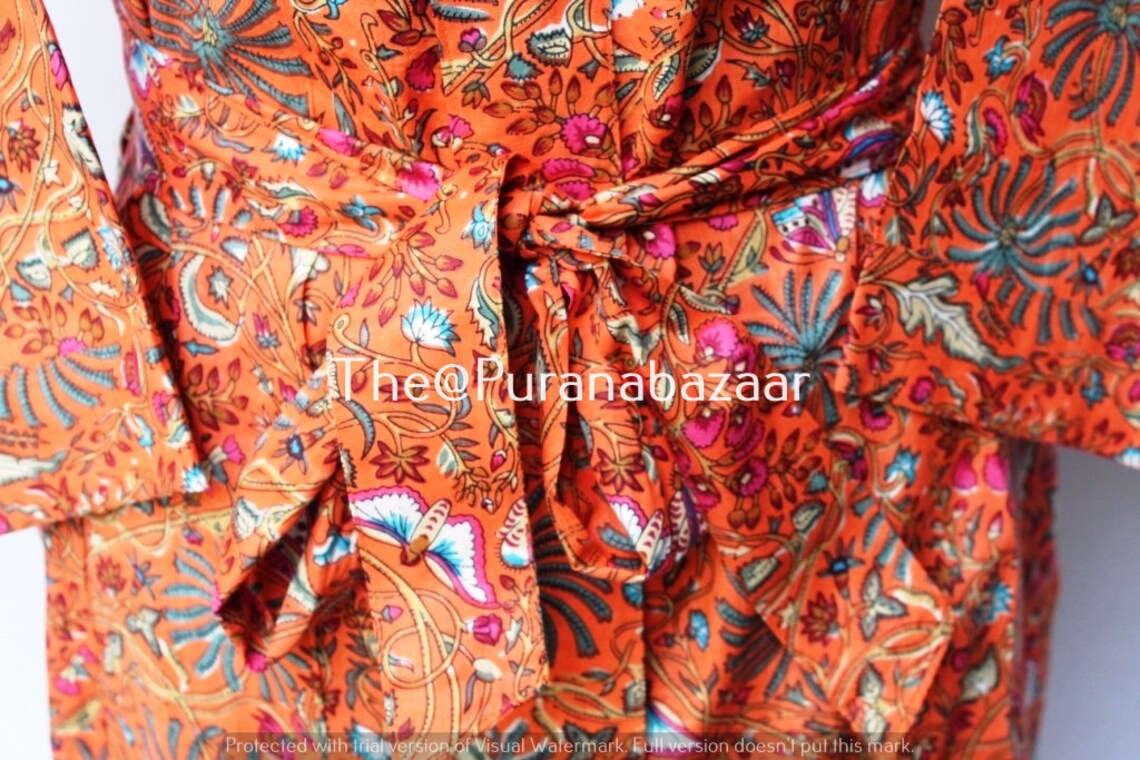 100 Cotton Kimono Indian Kimono Robes Printed Dressing Gown Etsy