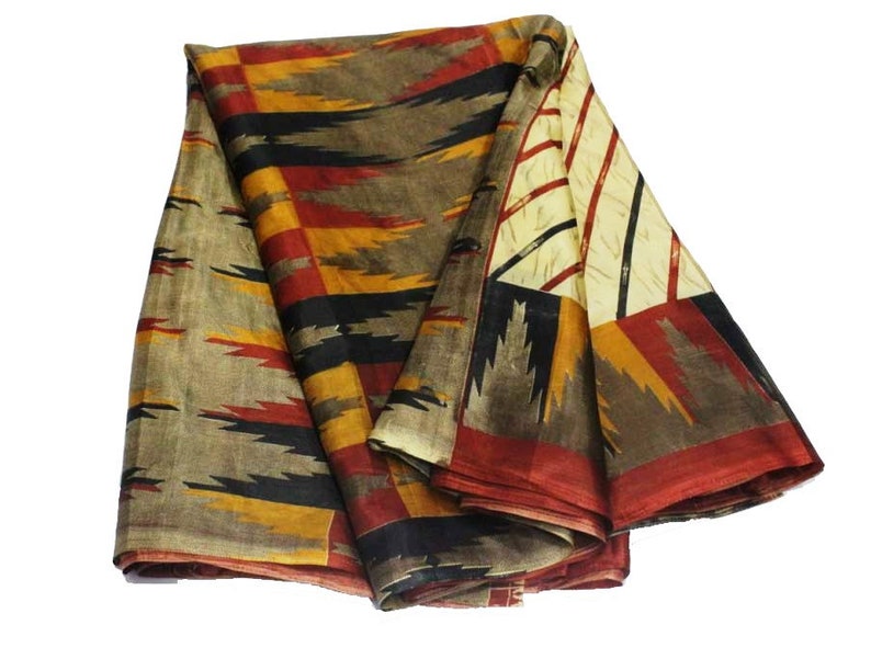 Vintage Indian Traditional Sari Clothing Art Deco Recycled Saree Art Silk Printed Fabric Women Wrap Floral Sari 5 Yrd Fabric FREE SHIPPING