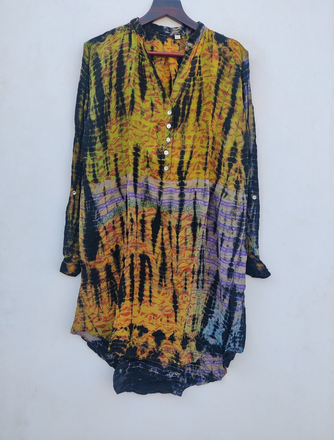 Indian Crepe Silk Dress Night Maxi Gown Bath Robe Vintage - Etsy