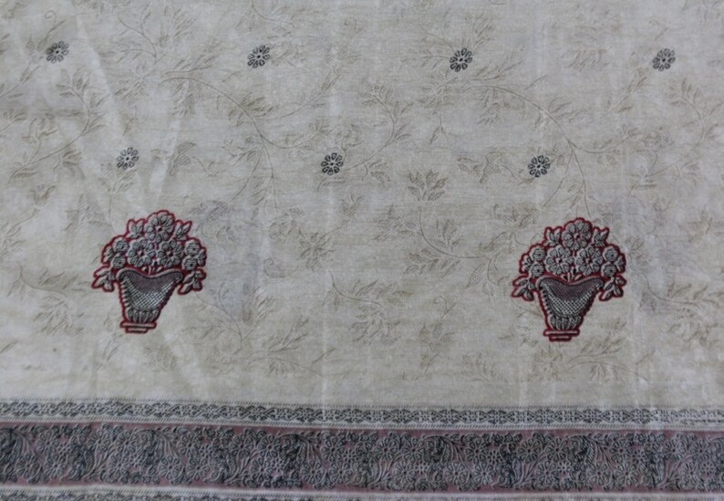 Vintage Indian Traditional Sari Clothing Art Deco Recycled Saree Art Silk Printed Fabric Women Wrap Floral Sari 5 Yrd Fabric FREE SHIPPING