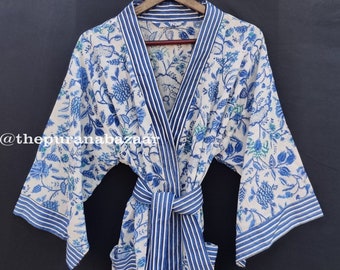 100% Cotton kimono Robes, Pure cotton Kimono, Block Print Cotton Kimono, Festival Clothing, Kimono Kaftan, Oriental Robe, Women's robes # 06