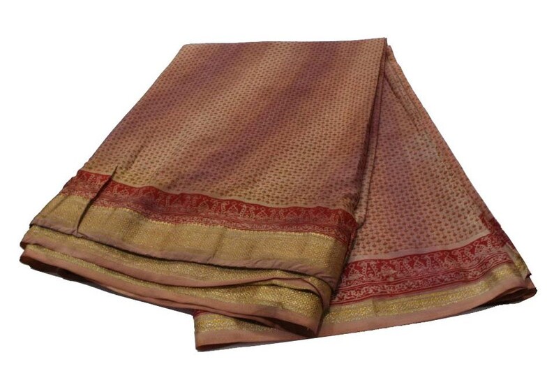 Vintage Indian Traditional Sari Clothing Art Deco Recycled Saree Art Silk Printed Fabric Women Wrap Floral Sari 5 Yrd Fabric FREE SHIPPING