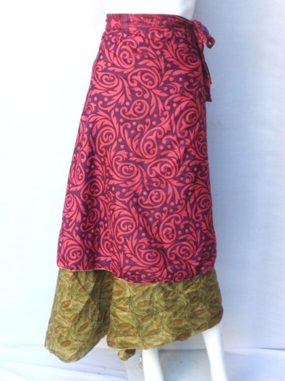 Vintage Sari Skirt Reversible Magic Wrap Skirt Boho Halter | Etsy