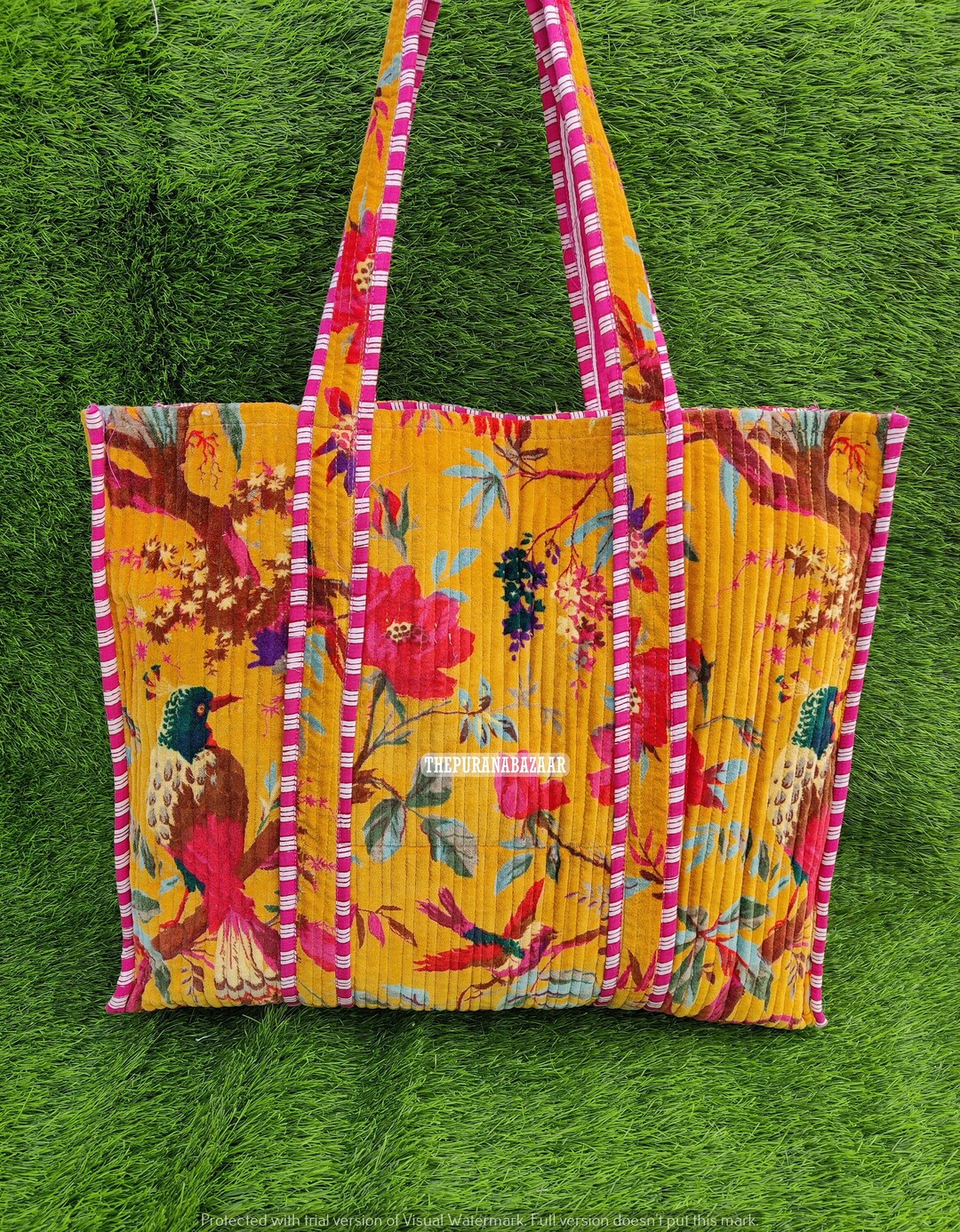 Handmade Tote Bag / Indian Quilted Tote Bags / Grocery Shopping Bag