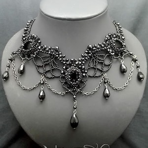 Victorian necklace/Goth beaded necklace/Handmade gothic necklace/Choker fancy statement jewelry