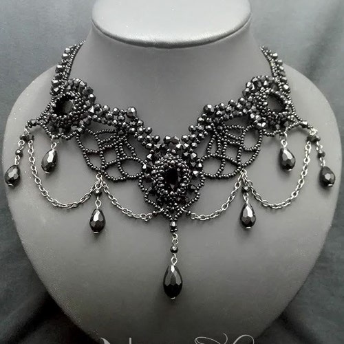 Beaded Gothic Victorian Necklace Statement Necklace Etsy