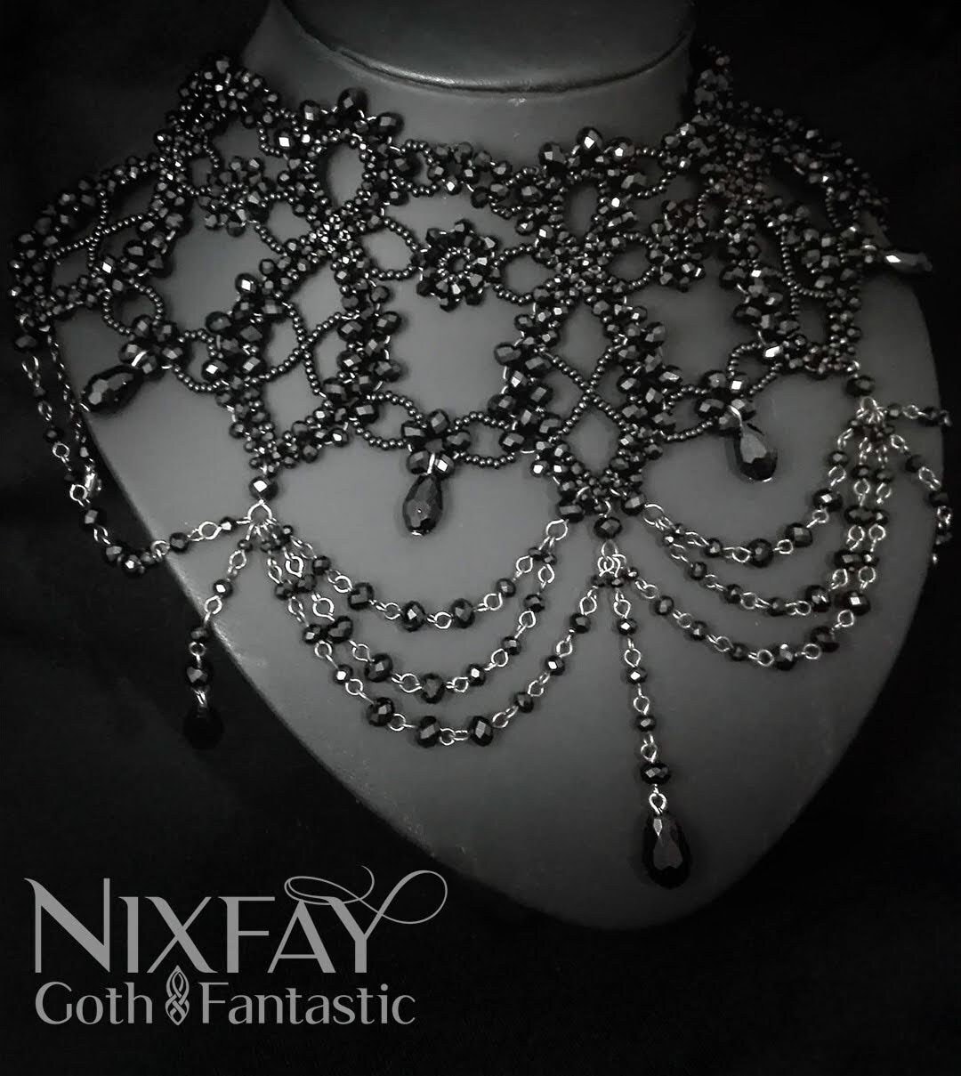 Gothic Victorian necklace / Victorian beaded choker / Gothic alternative necklace / statement necklace / witchy beaded choker