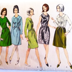 1960s Vogue 6541 Basic Tie Belt Dress Pattern UNCUT Size 18