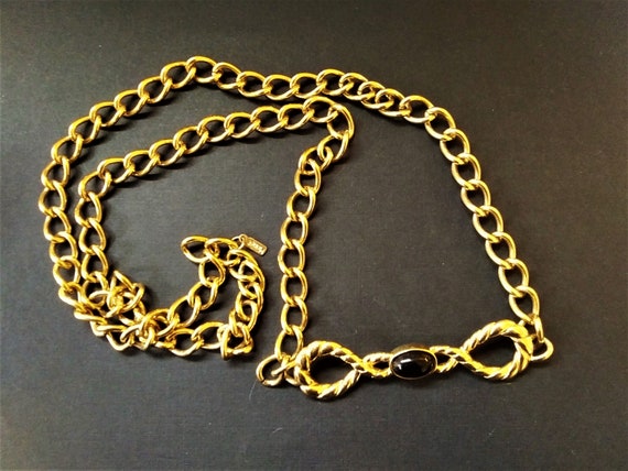 34" Long Monet Black Cabochon Big Link Chain Neck… - image 7