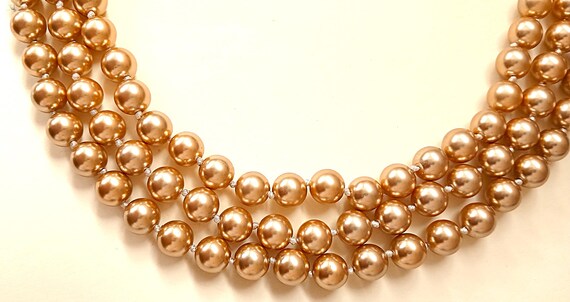 Kenneth Jay Lane Champagne Pearls Necklace 3 Stra… - image 7