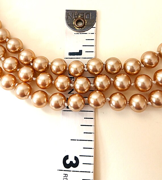 Kenneth Jay Lane Champagne Pearls Necklace 3 Stra… - image 6