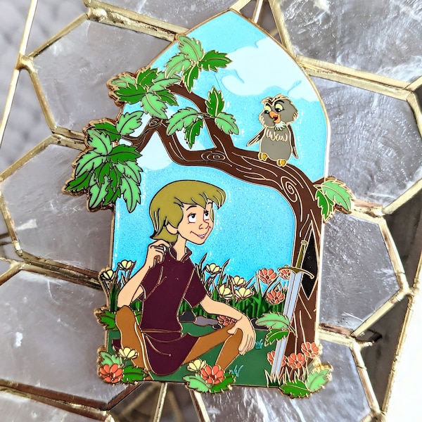 Arthur and Archimedes - The Enchanted Sword - Sword in the Stone - Fantasy Pin