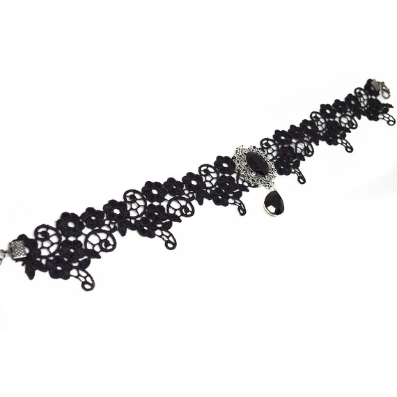 Caiguoer Gothic Tessuto Fiore Choker Collana Halloween Accessori per Donne e Ragazze (C