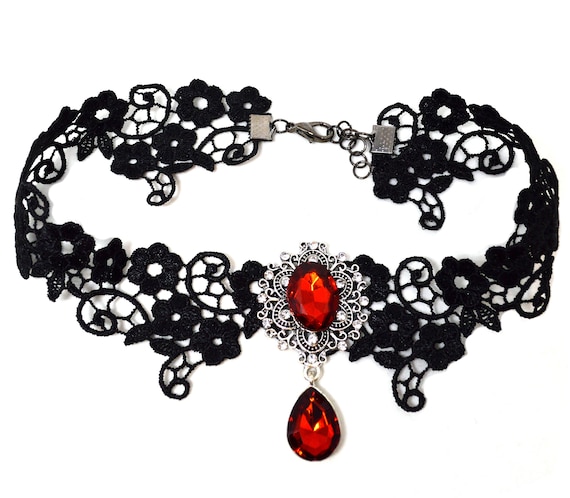 Gothic Red and Black Victorian Lace Choker Gift for Nu Goth - Etsy