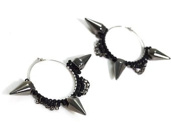 Hoop Spike Earrings Gothic Alternative Jewelry Riot Grrrl Punk Rock Gift Glam Rock N Roll Edgy Nu Goth Rebel Dark Goth Spiked Accessories