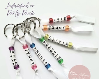 1 to 30 Pieces Small Long-Lasting Personalised Children, Pupils or Student Bag Tag Keyrings ~ Party Bag Fillers ~ Class Gift